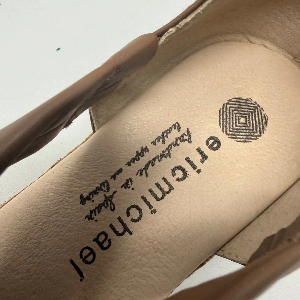 Eric Michael Nunca Nettie Tan Leather Espadrille Sandals Made in Spain Womens 39
